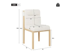 Juego de 6 sillas de tela sherpa beige - Asientos gruesos - Patas de madera