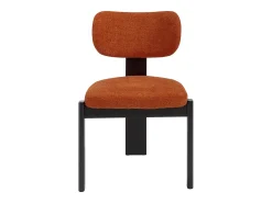 Juego de 2 sillas de tela bouclé y madera de hevea negra - Terracota - WILANA