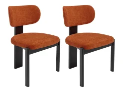 Juego de 2 sillas de tela bouclé y madera de hevea negra - Terracota - WILANA