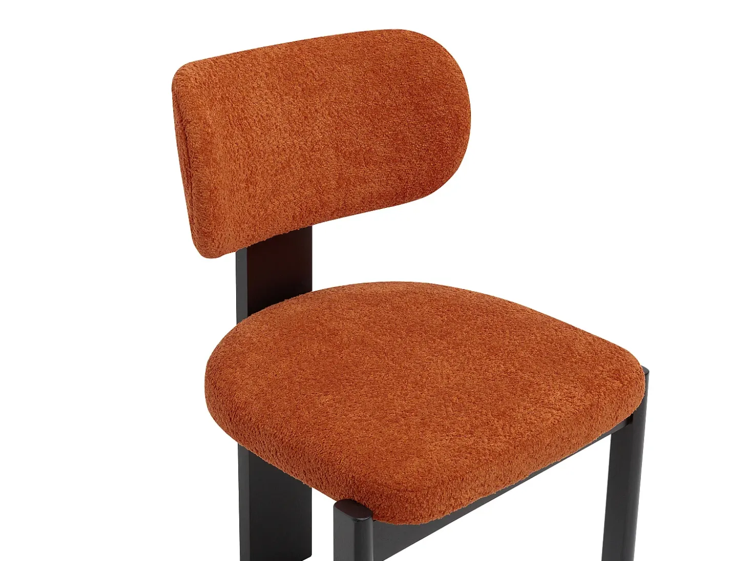 Juego de 2 sillas de tela bouclé y madera de hevea negra - Terracota - WILANA