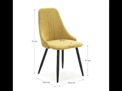 Juego de 4 sillas de tela y patas de metal negro 44x44 h91 cm