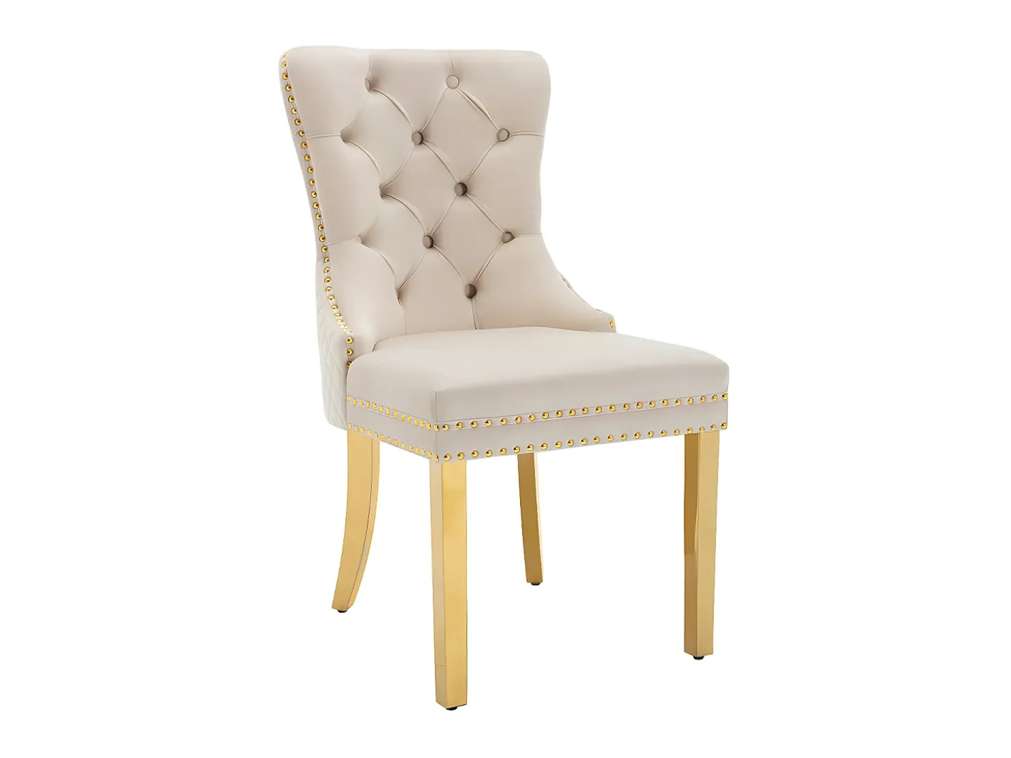 Juego de 2 sillas de terciopelo con patas de metal - Beige