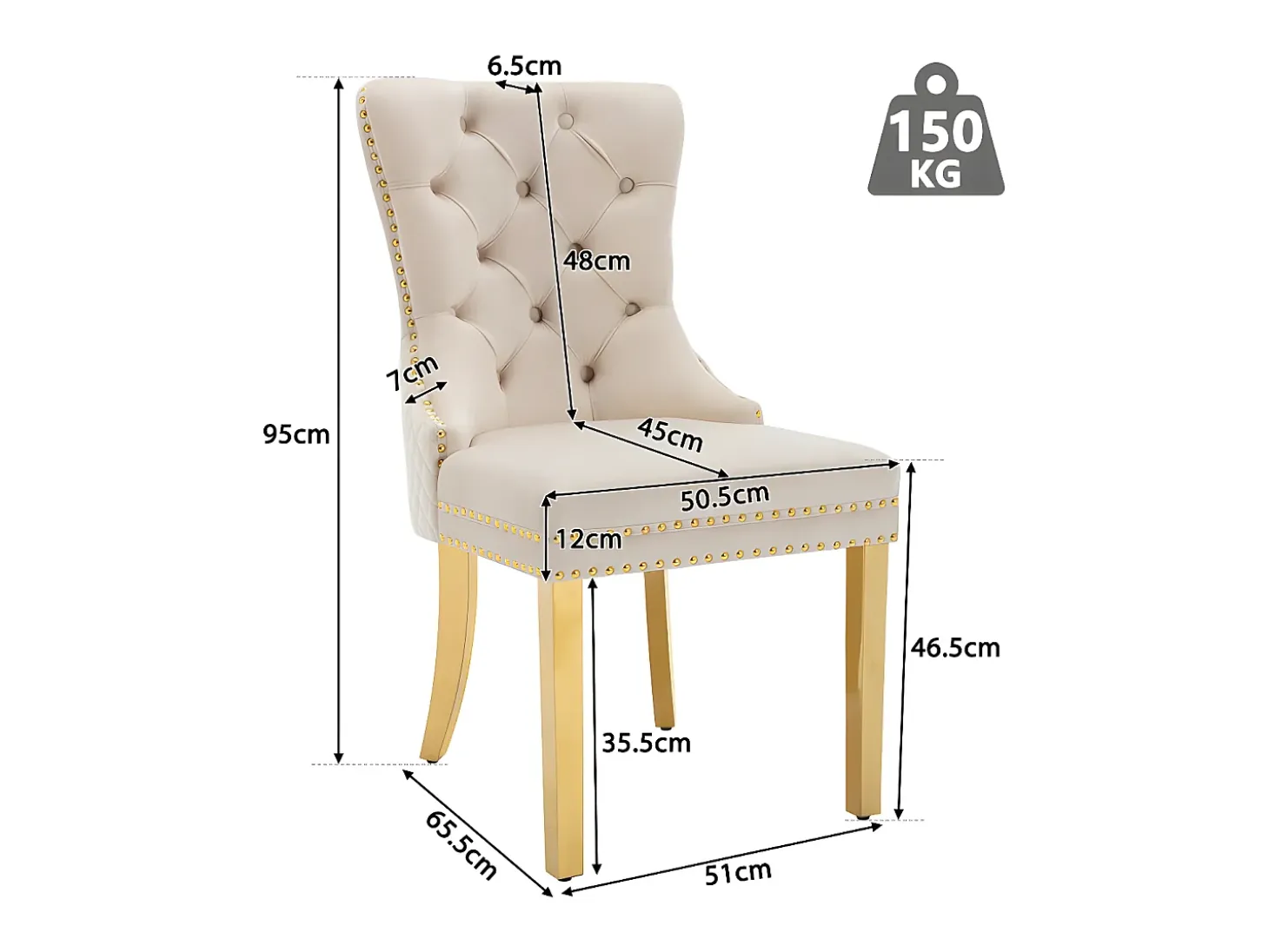 Juego de 2 sillas de terciopelo con patas de metal - Beige