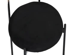 Juego de 4 sillas de terciopelo y ratán - patas de metal - Negro