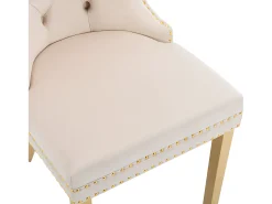 Juego de 4 sillas de terciopelo con patas de metal - Beige