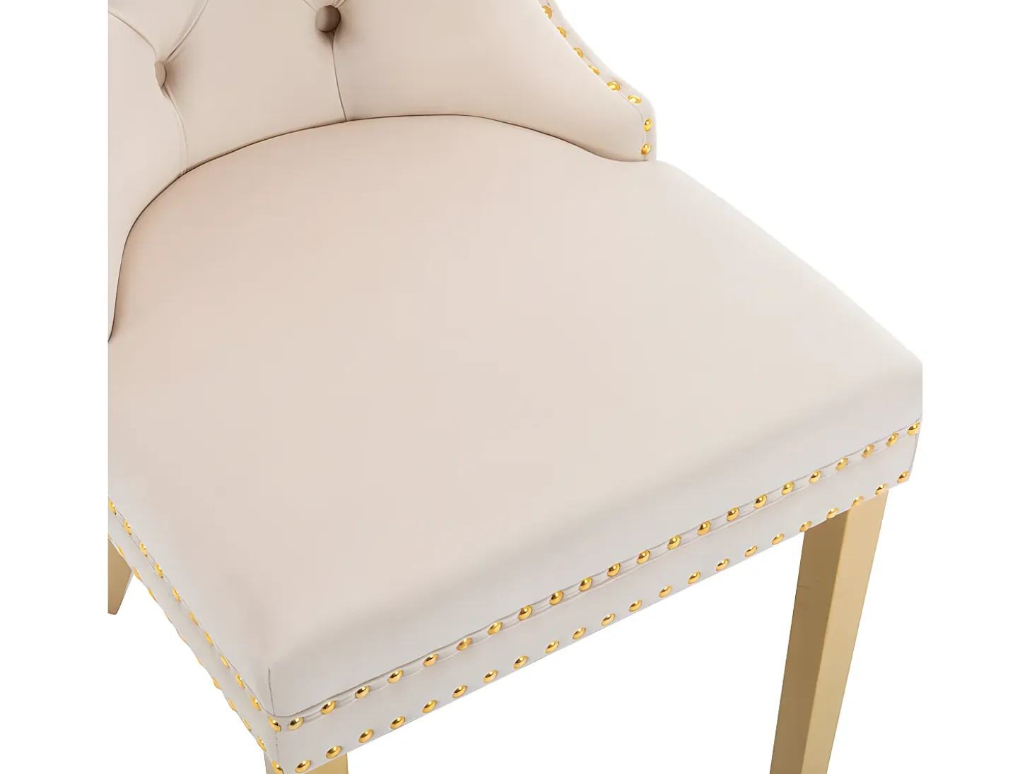 Juego de 4 sillas de terciopelo con patas de metal - Beige