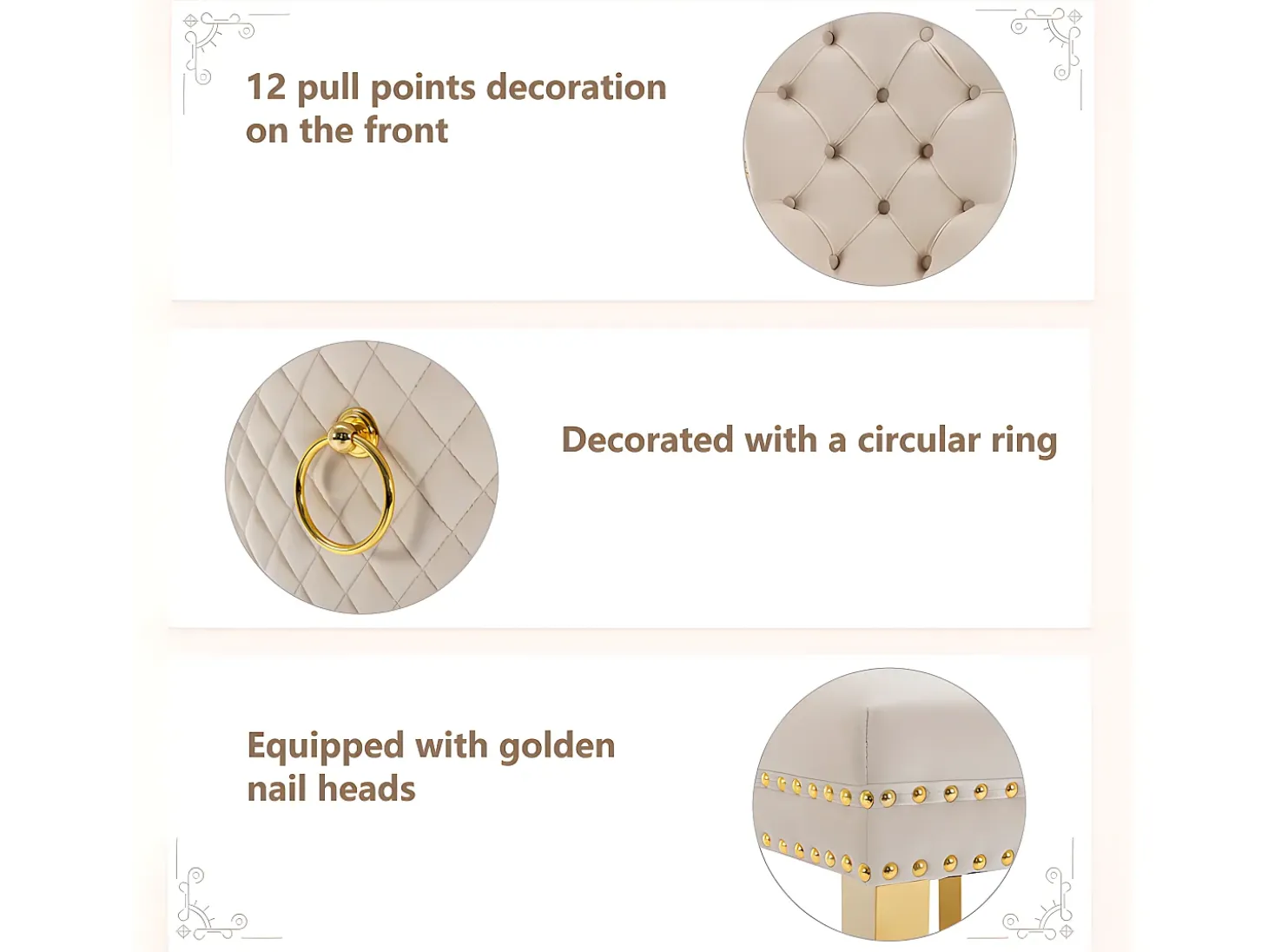 Juego de 4 sillas de terciopelo con patas de metal - Beige