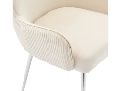 Juego de 2 sillas de terciopelo - con reposabrazos y patas de metal plateado - Beige