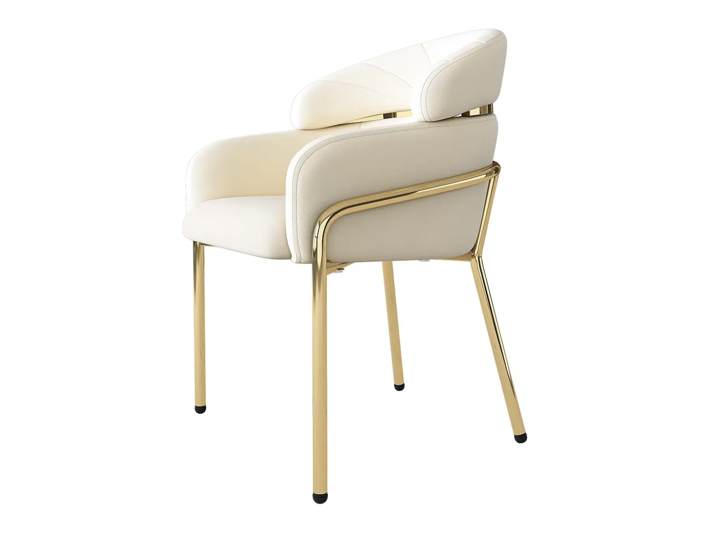 Juego de 6 sillas de terciopelo con patas de metal – beige