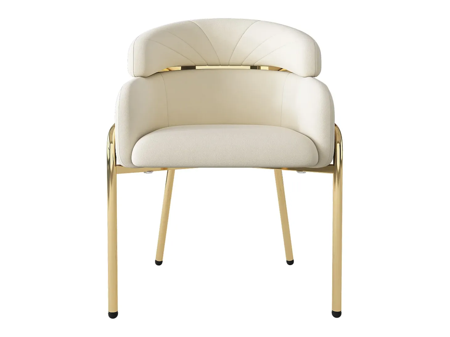 Juego de 6 sillas de terciopelo con patas de metal – beige