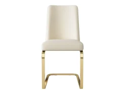Juego de 4 sillas de terciopelo beige - Patas de metal dorado - Respaldo con estampado de rombos
