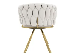 Juego de 4 sillas de terciopelo con base de metal, beige y dorado