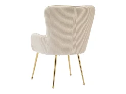 Juego de 6 sillas de terciopelo con reposabrazos y patas de metal dorado – beige y dorado