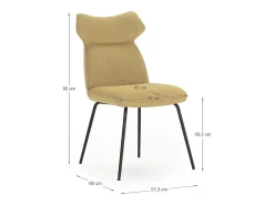 Juego de 2 sillas de terciopelo y patas de metal 51x65 h92 cm