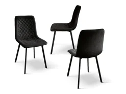Juego de 4 sillas de terciopelo negro y patas de metal antracita - NOHO