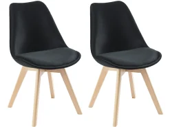 Juego de 2 sillas de terciopelo y haya - Negro - JODY