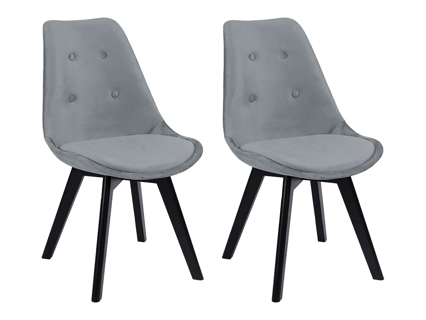 Juego de 2 sillas de terciopelo gris NORA con cojín - HAPPY GARDEN