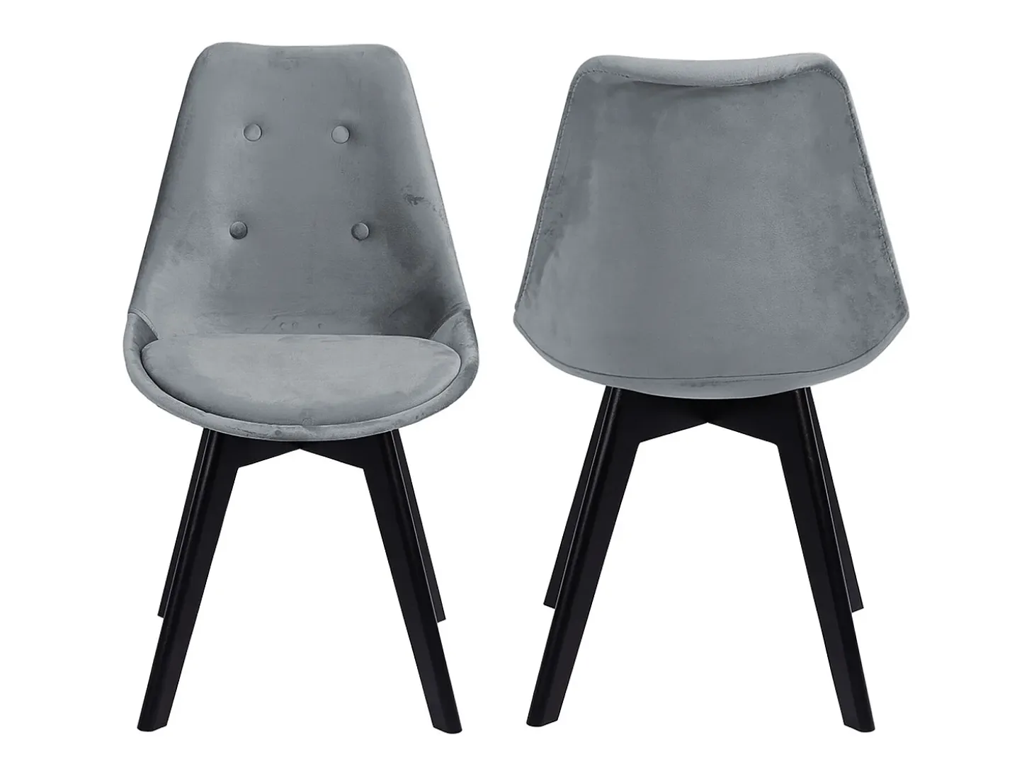 Juego de 2 sillas de terciopelo gris NORA con cojín - HAPPY GARDEN