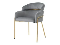Juego de 2 sillas de terciopelo - 79 x 45 x 53 cm - para salón y dormitorio - cuatro patas de metal - gris
