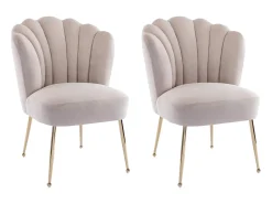 Juego de 2 sillas de terciopelo y acero dorado - Beige - RUTY
