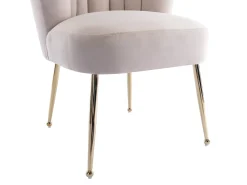 Juego de 2 sillas de terciopelo y acero dorado - Beige - RUTY