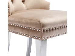 Juego de 2 sillas de terciopelo con patas de metal - Beige