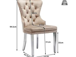 Juego de 2 sillas de terciopelo con patas de metal - Beige