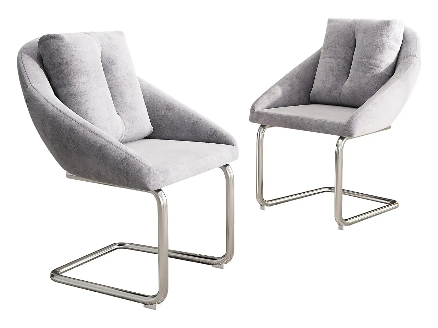 Juego de 2 sillas de terciopelo - 82 x 57 x 54 cm - con cojines - Silla giratoria de lujo para salón y dormitorio - Patas arqueadas - Gris