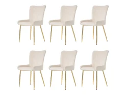 Juego de 6 sillas de terciopelo con patas metálicas – beige y dorado