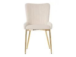 Juego de 6 sillas de terciopelo con patas metálicas – beige y dorado
