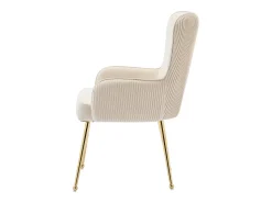 Juego de 2 sillas de terciopelo - con reposabrazos y patas de metal dorado - Beige y dorado