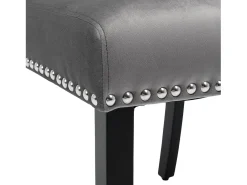 Juego de 6 sillas de terciopelo con patas de roble - decoradas con remaches - Gris