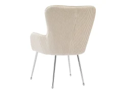 Juego de 4 sillas de terciopelo - con reposabrazos y patas de metal plateado - Beige