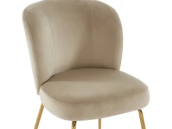 Juego de 2 sillas de terciopelo y metal dorado - Beige - POLPONA de Pascal MORABITO
