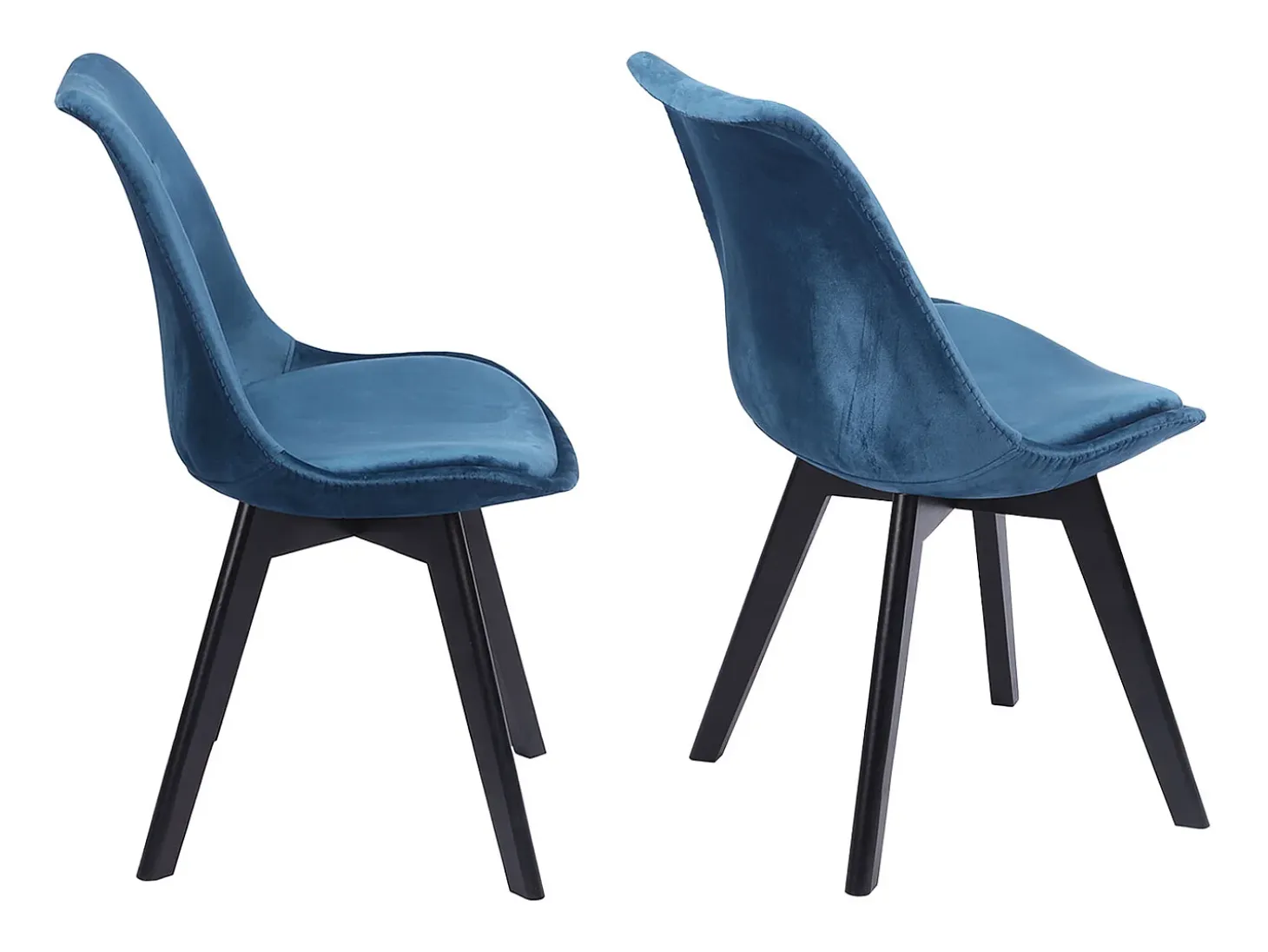 Juego de 2 sillas de terciopelo azul NORA con cojín - HAPPY GARDEN
