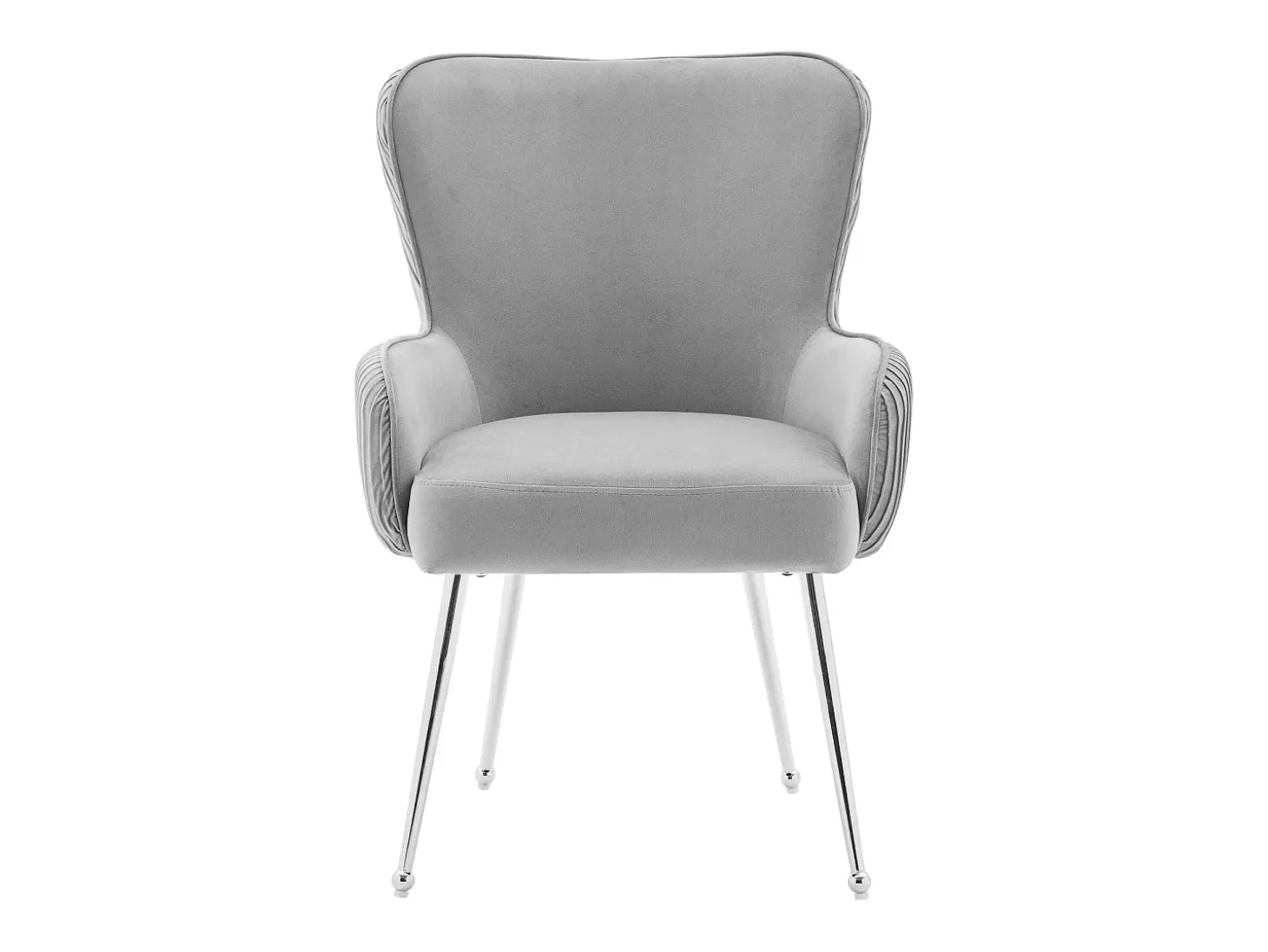 Juego de 2 sillas de terciopelo - 83 x 53 x 57 cm - cuatro patas de metal plateado - con reposabrazos y pies regulables - gris