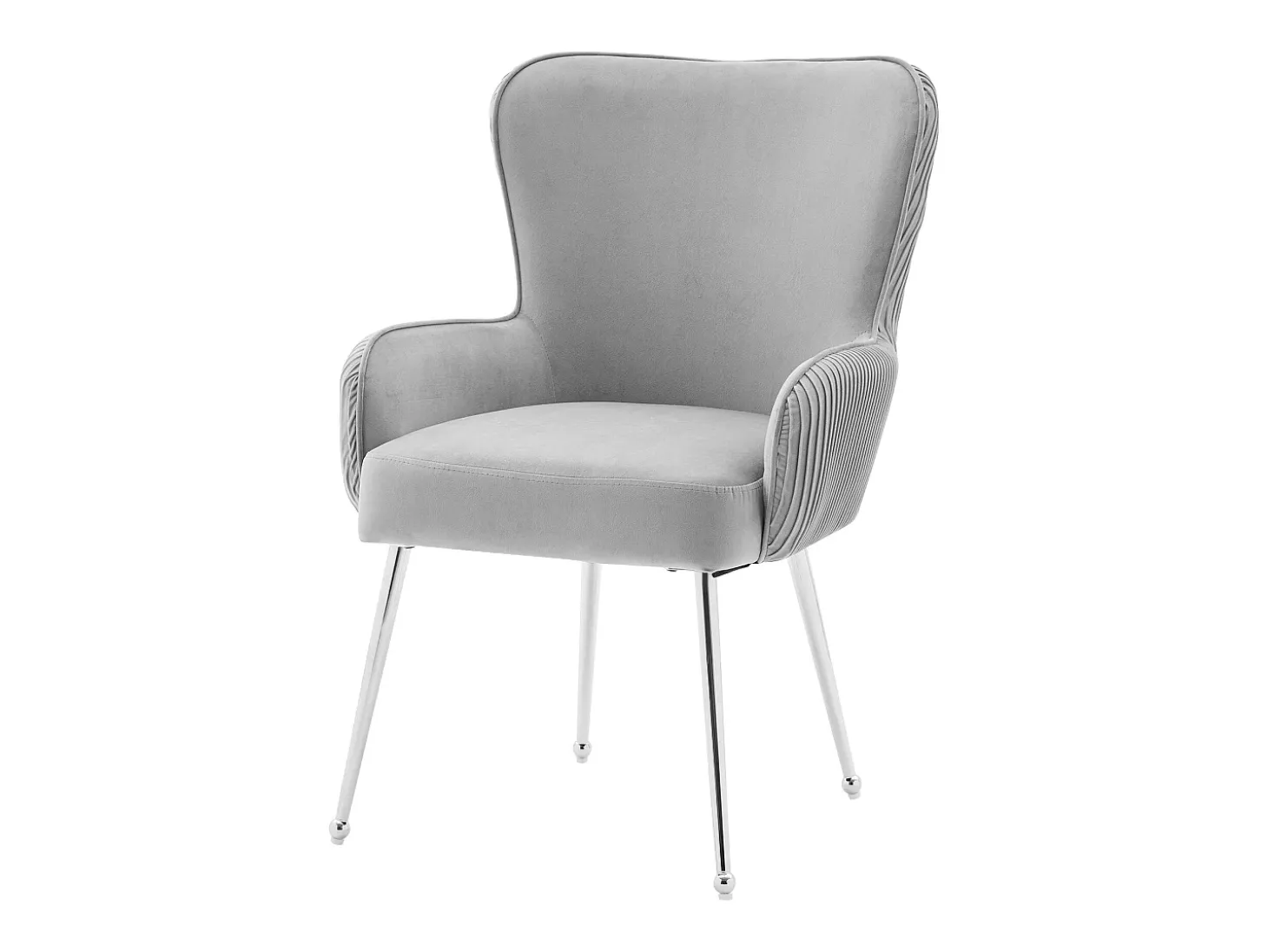 Juego de 2 sillas de terciopelo - 83 x 53 x 57 cm - cuatro patas de metal plateado - con reposabrazos y pies regulables - gris
