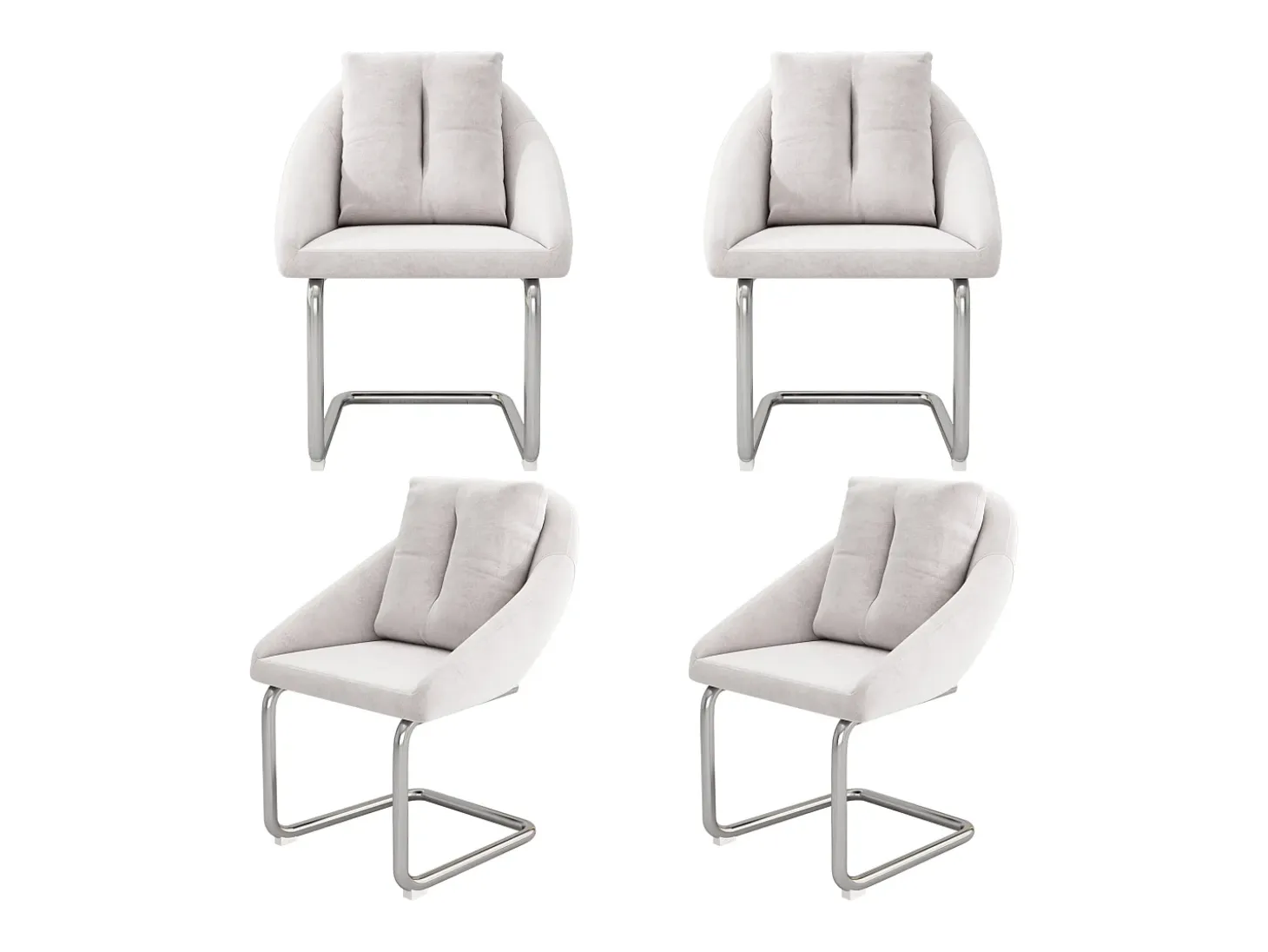 Juego de 4 sillas de terciopelo - 82 x 57 x 54 cm - con cojines - Silla giratoria de lujo para salón y dormitorio - Patas arqueadas - Beige