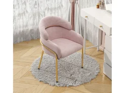 Juego de 6 sillas de terciopelo rosa - Patas de metal - Para salón, dormitorio, comedor