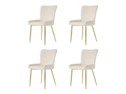 Juego de 4 sillas de terciopelo con patas metálicas doradas – beige
