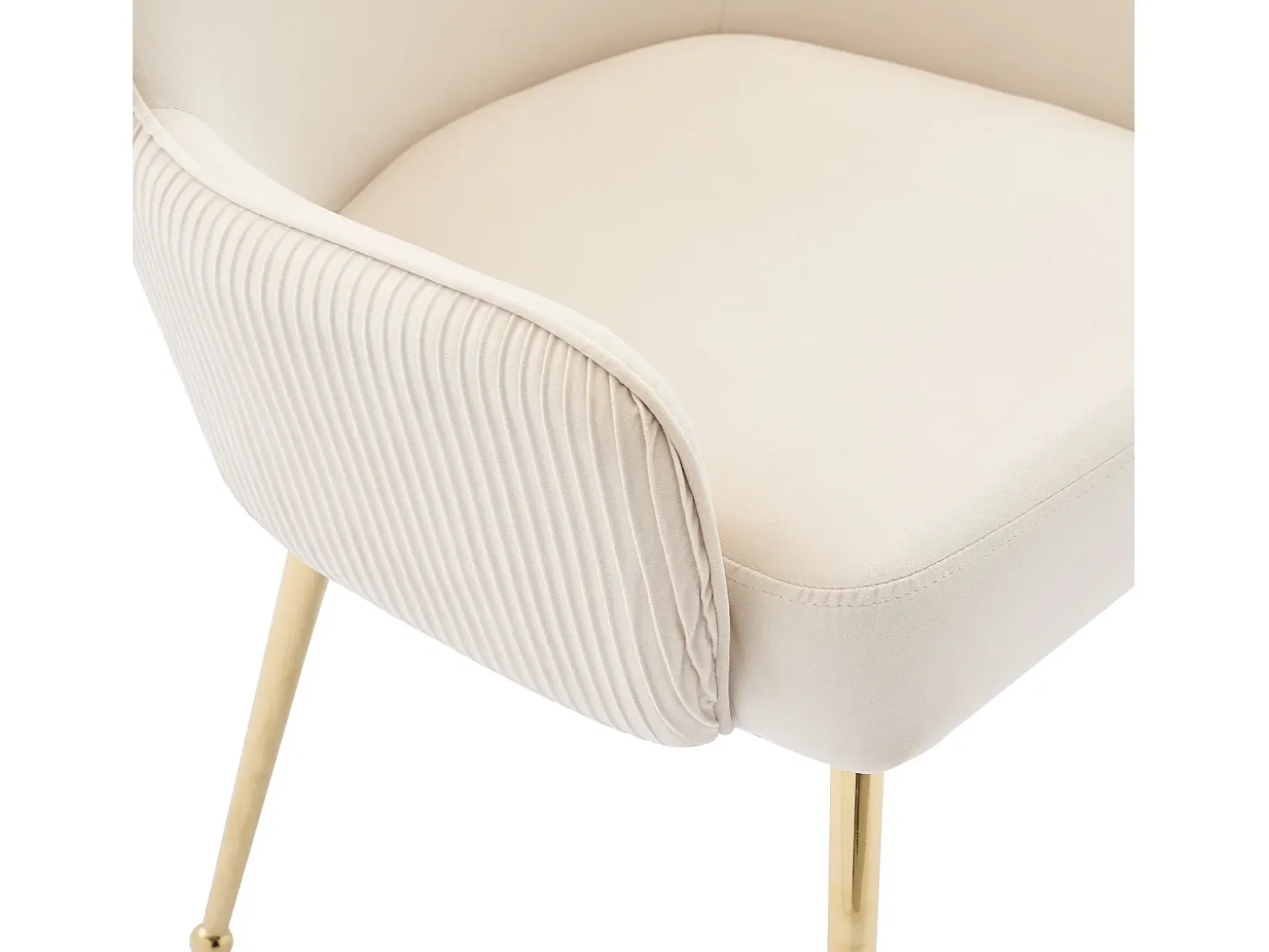 Juego de 2 sillas de terciopelo beige - Patas de metal dorado - Patas ajustables