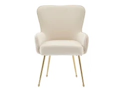 Juego de 2 sillas de terciopelo beige - Patas de metal dorado - Patas ajustables