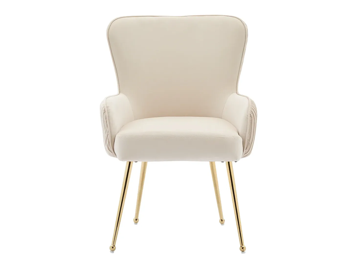 Juego de 2 sillas de terciopelo beige - Patas de metal dorado - Patas ajustables