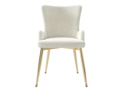 Juego de 4 sillas de terciopelo - patas de metal dorado - Beige