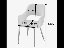 Juego de 6 sillas de terciopelo y metal plateado - Beige - GIA