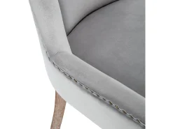 Juego de 4 sillas de terciopelo - con patas de madera maciza - gris