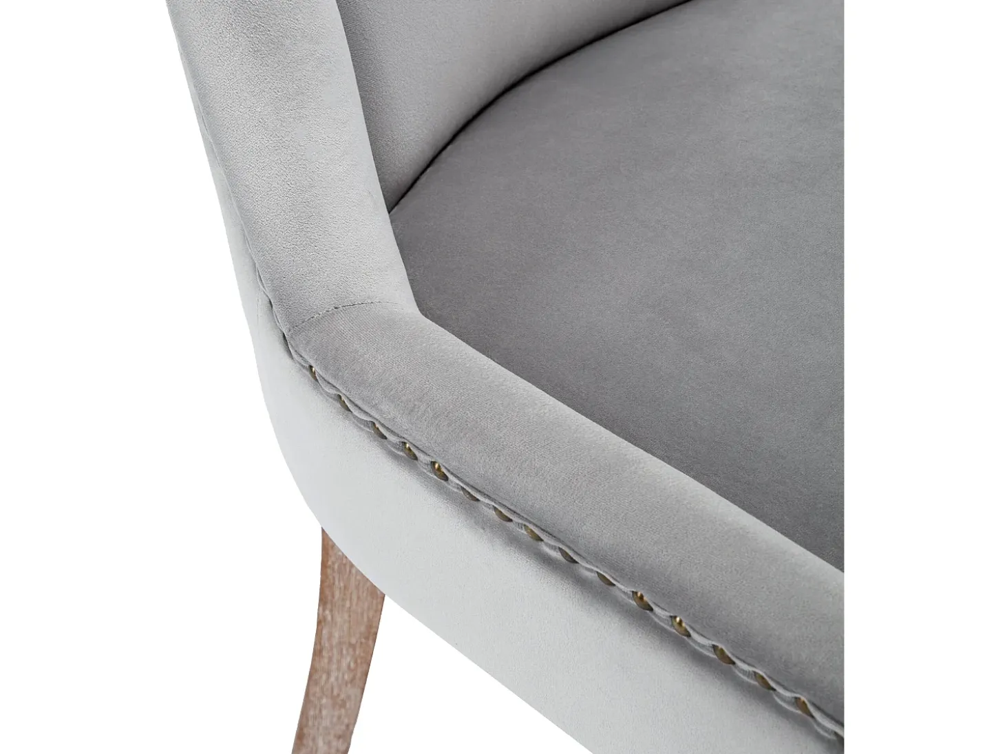 Juego de 4 sillas de terciopelo - con patas de madera maciza - gris