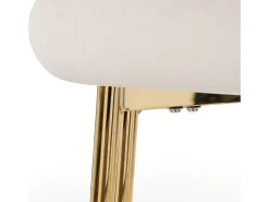 Juego de 2 sillas de terciopelo - con patas de metal dorado - Beige