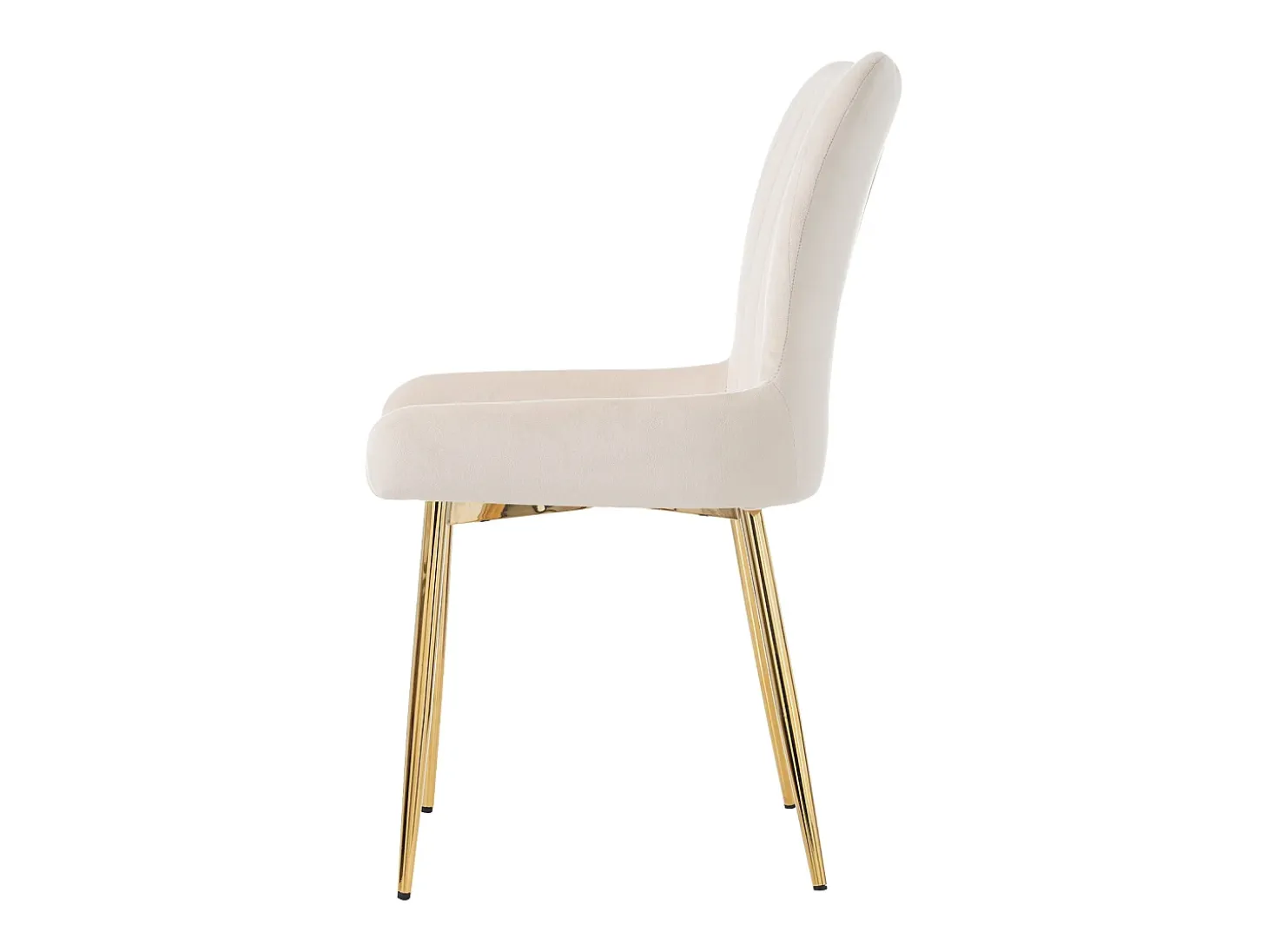 Juego de 2 sillas de terciopelo - con patas de metal dorado - Beige
