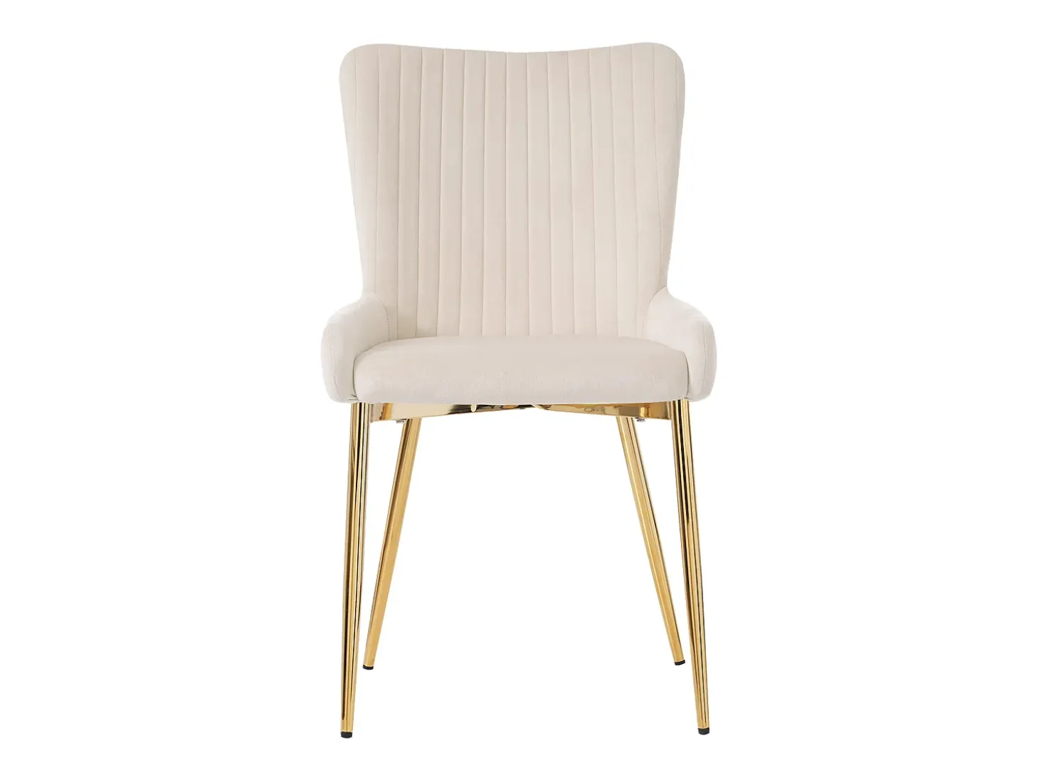 Juego de 2 sillas de terciopelo - con patas de metal dorado - Beige